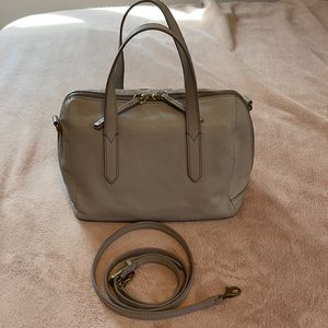 SALE Fossil Sydney Leather Satchel in Mineral Grey